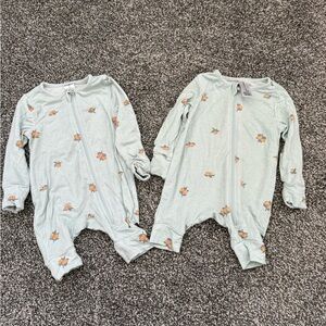 Mint Green orange Print baby Bodysuit